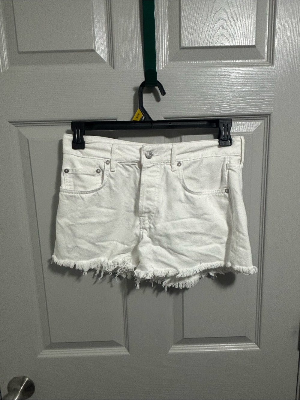 We The Free White Frayed Hem Denim Shorts